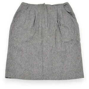 Vintage 90s Clifford Wills Gray Wool Pleated Pockets Straight Office Skirt L 12